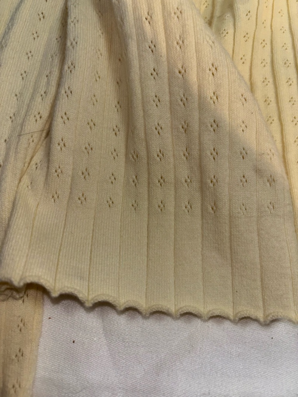 Nikka K Butter Yellow Pointelle Knit Tie-Front Cardigan Top Size M - Picture 5 of 5